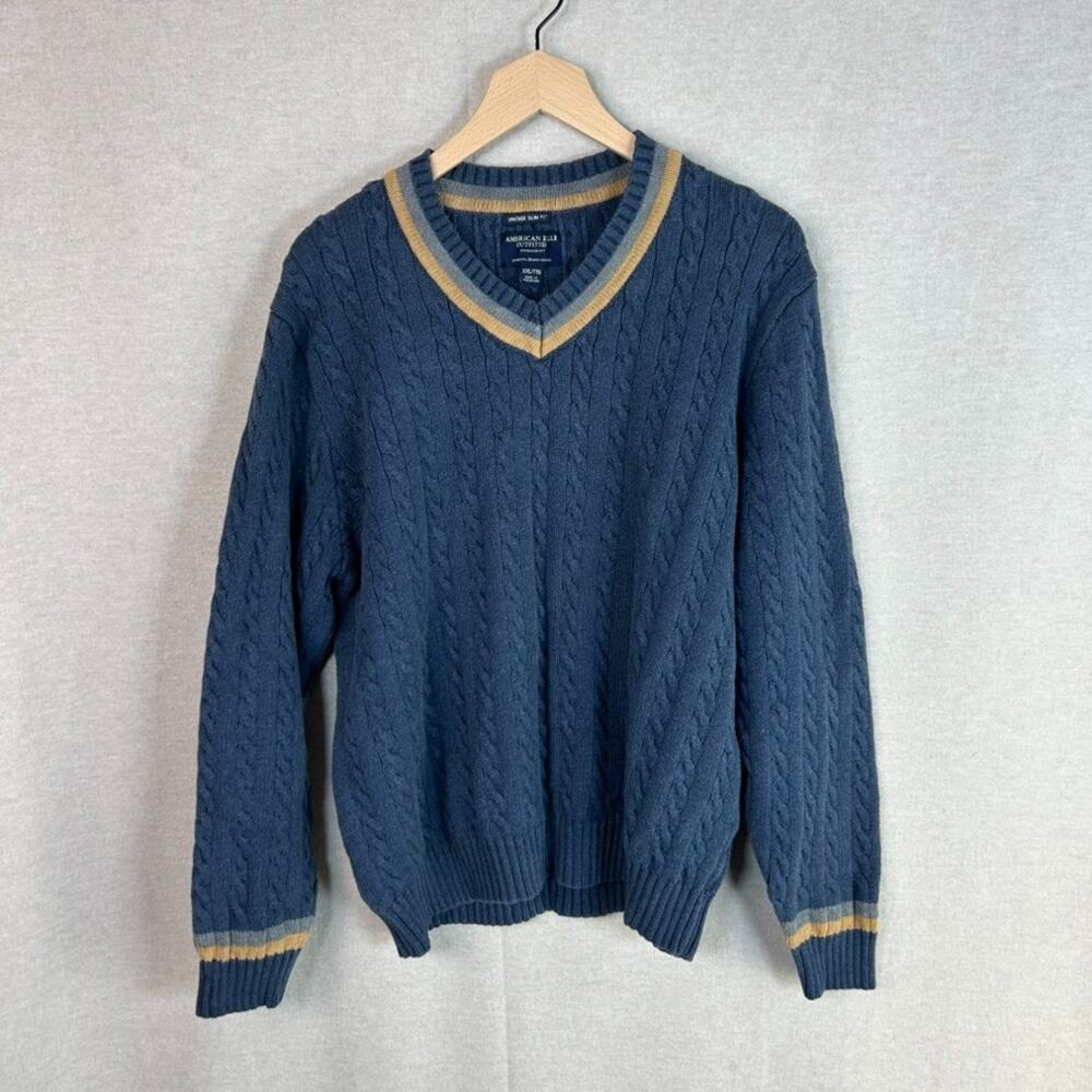 Vintage American Eagle Mens Cable Knit Sweater Size XXL Slim Fit Preppy Grandpa‎